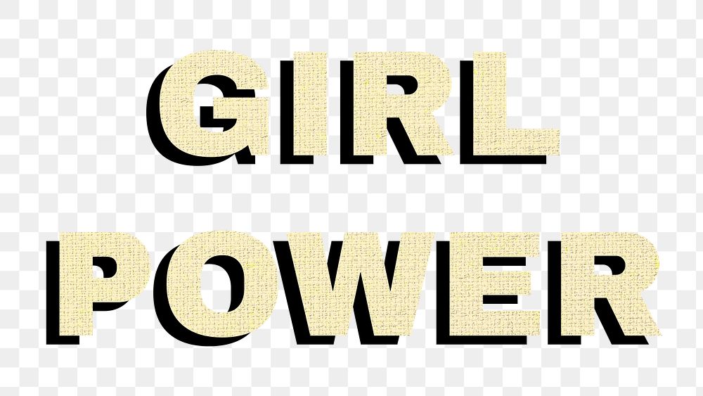 Girl power png colorful bold font word sticker fabric texture