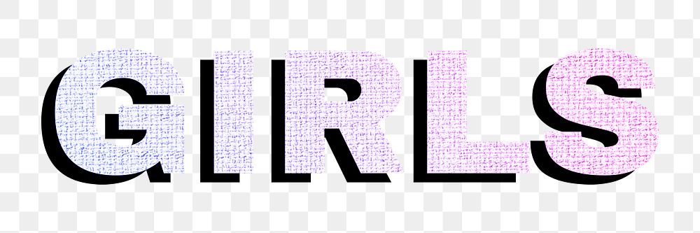 Girls word png pastel gradient shadow font
