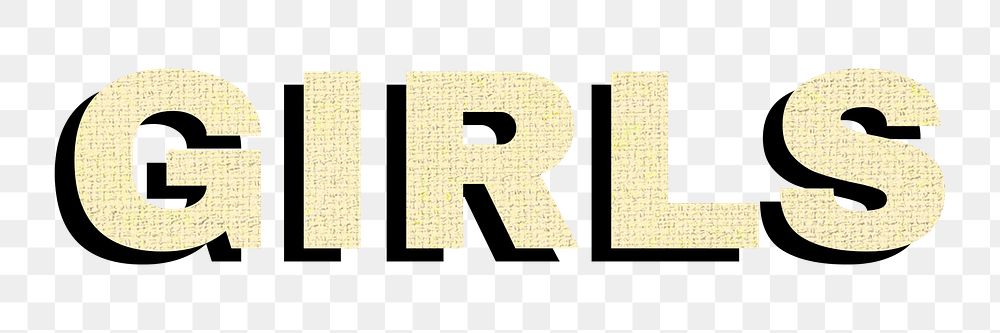 Girls png colorful bold font word sticker fabric texture