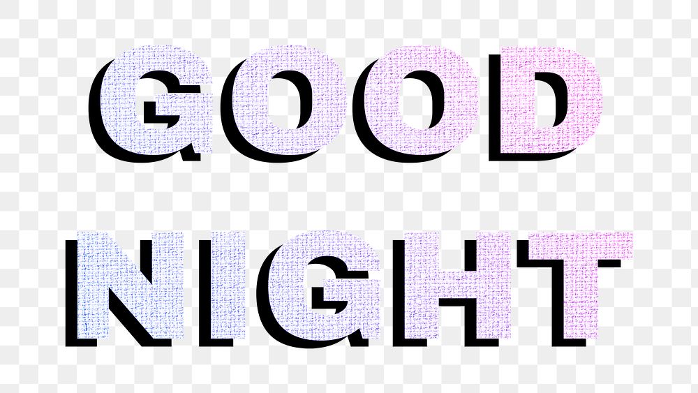 Good night png lettering sticker pastel fabric textured font typography