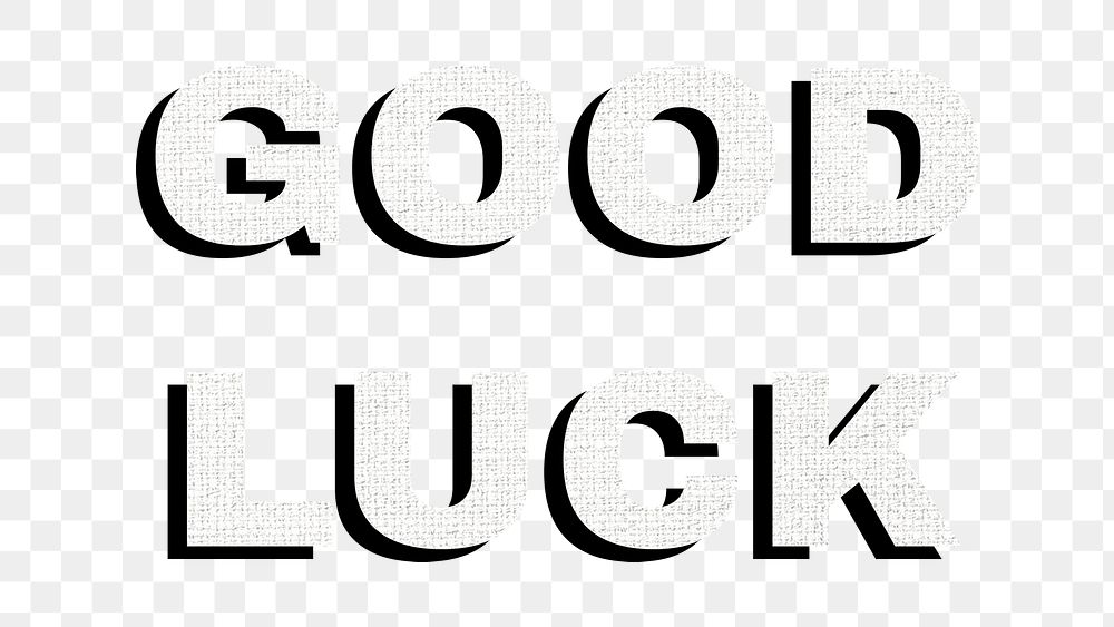 Good luck png colorful bold font word sticker fabric texture
