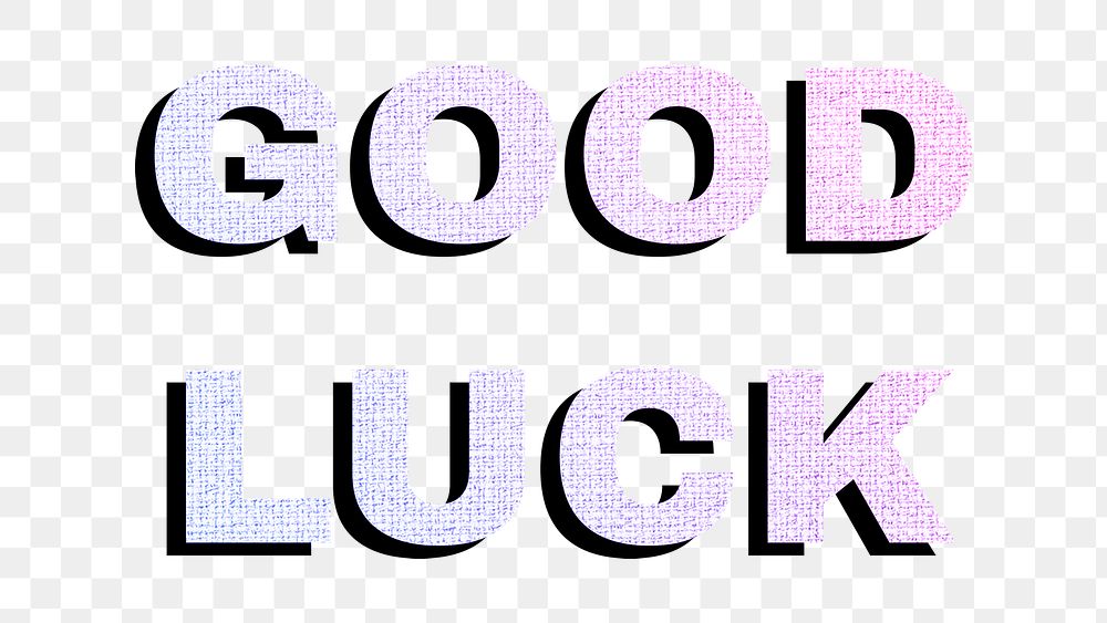 Good luck png word sticker pastel gradient textured font typography