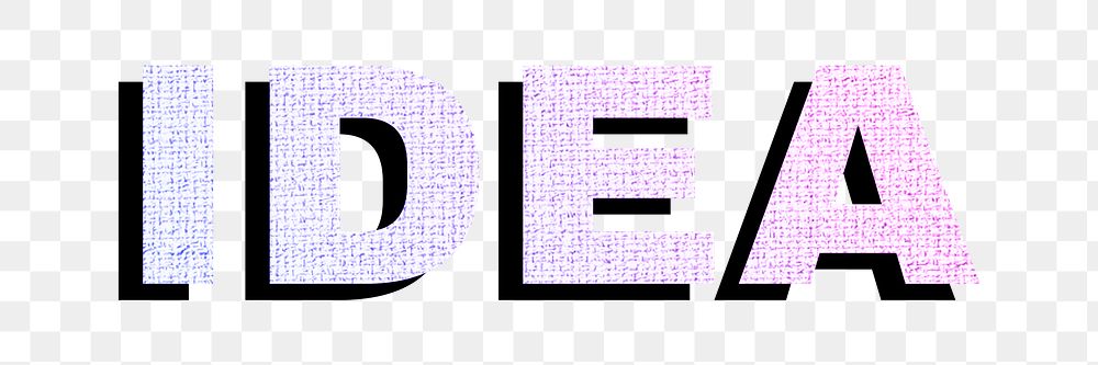 Idea png text sticker pastel fabric textured font typography