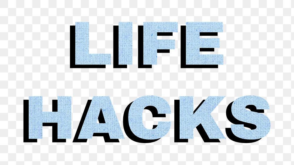 Life hacks png colorful bold font word sticker fabric texture