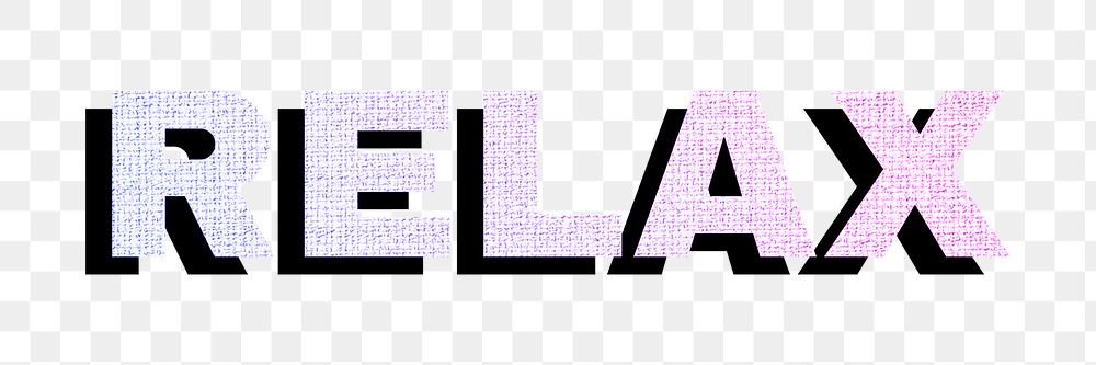Relax png word sticker pastel gradient textured font typography