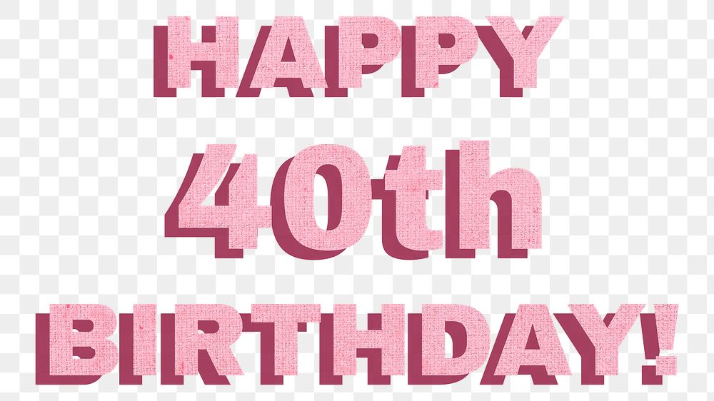 Happy 40th birthday png typography text