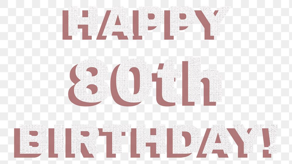 Text happy 80th birthday png typography
