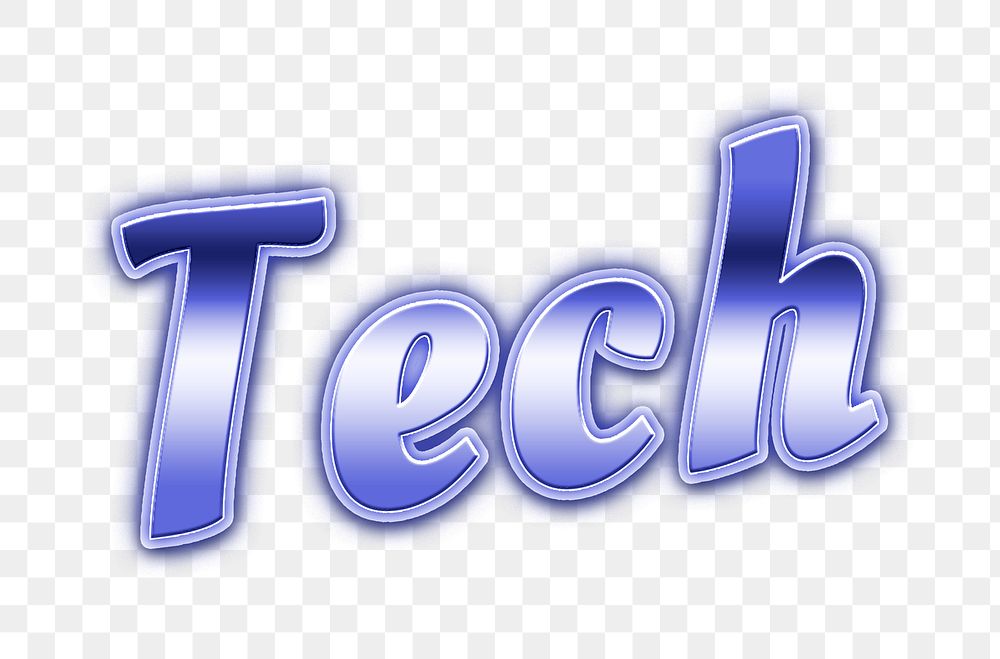 Neon grid blue tech png word typography