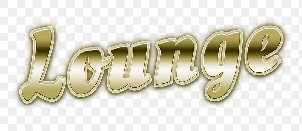 Futuristic gold lounge png word typography