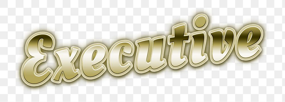 Futuristic gold executive png word typography