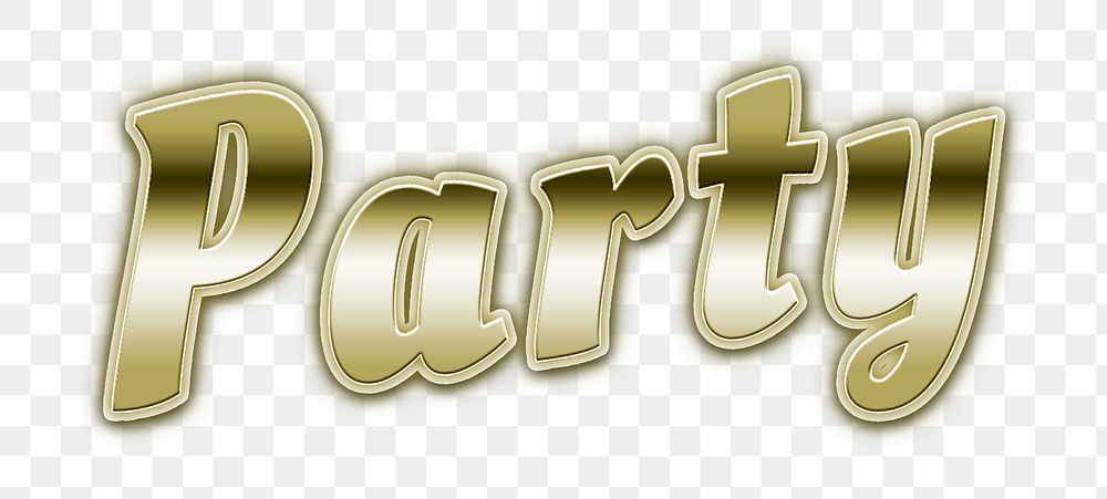Retro gold party png neon typography