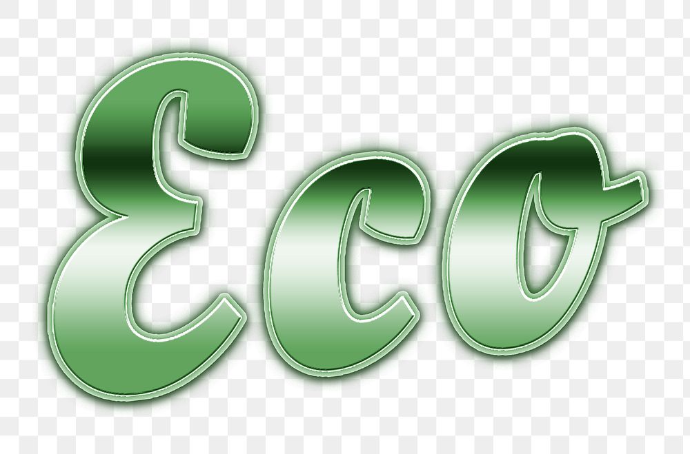 80s green eco png word neon typography