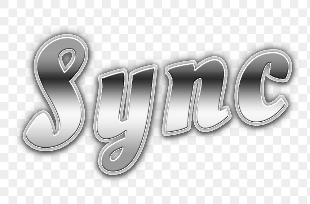 Neon 80s sync silver font word png lines