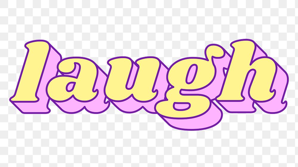 Laugh word png retro typography