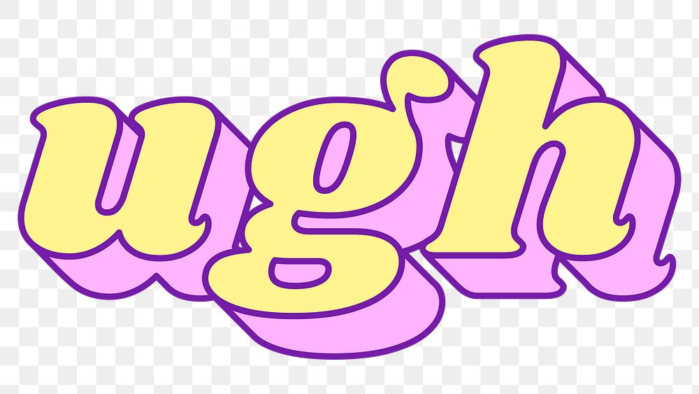 Ugh word png retro typography