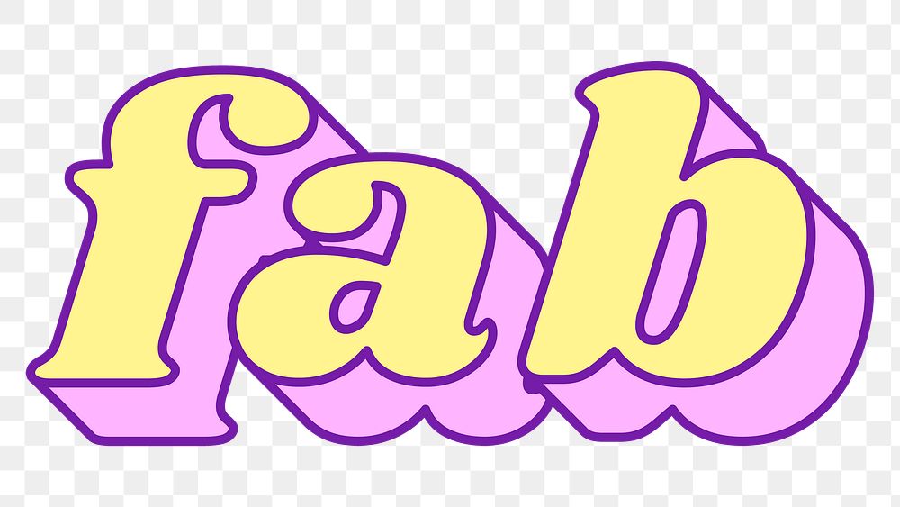 Fab word png retro typography