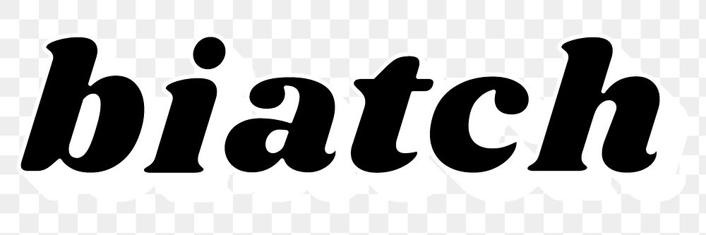 Retro biatch text png word art typography