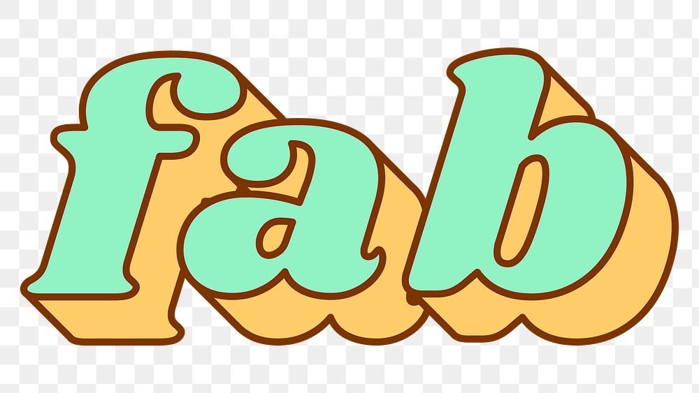 Retro fab lettering png word art typography