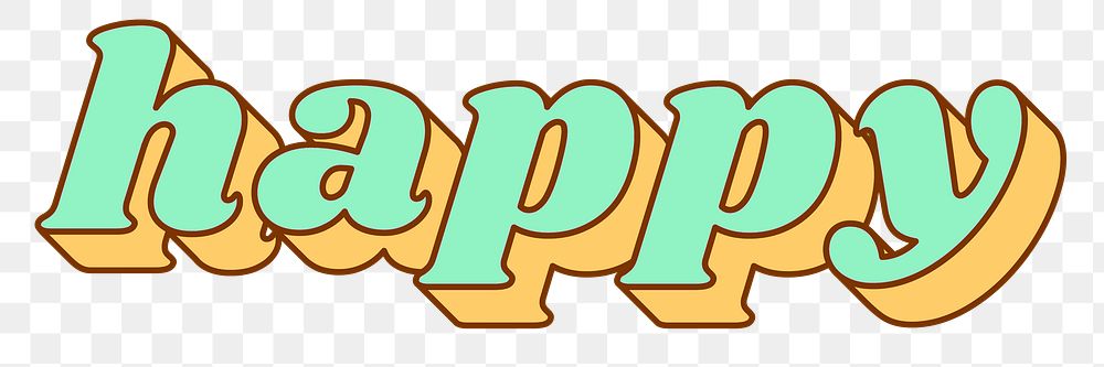 Happy retro 3D typography png bold font