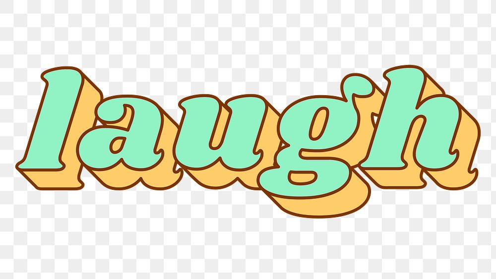 Laugh lettering png retro bold font typography