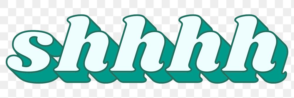 Shhhh text png retro teal shadow font