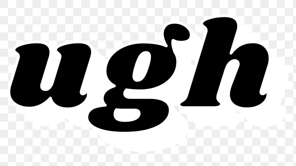 Ugh lettering png retro bold font typography