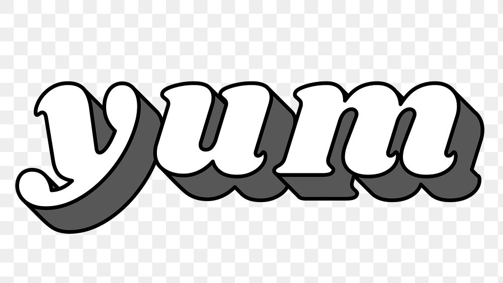 Retro bold font yum png shadow typography