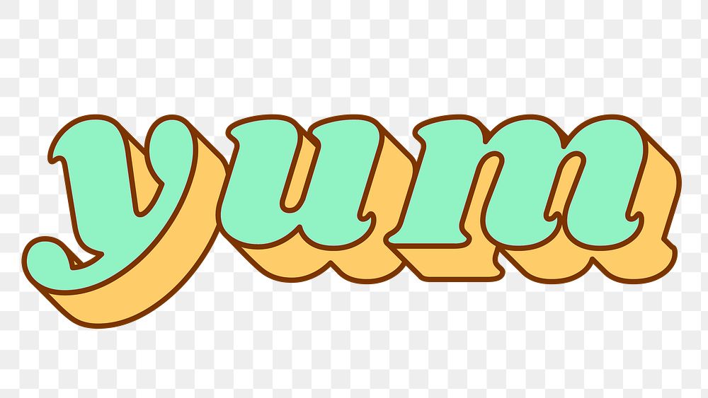Yum retro 3D typography png bold font