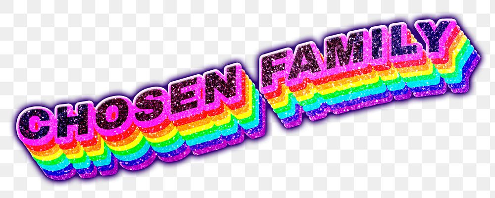Chosen family png 3D glitch typography
