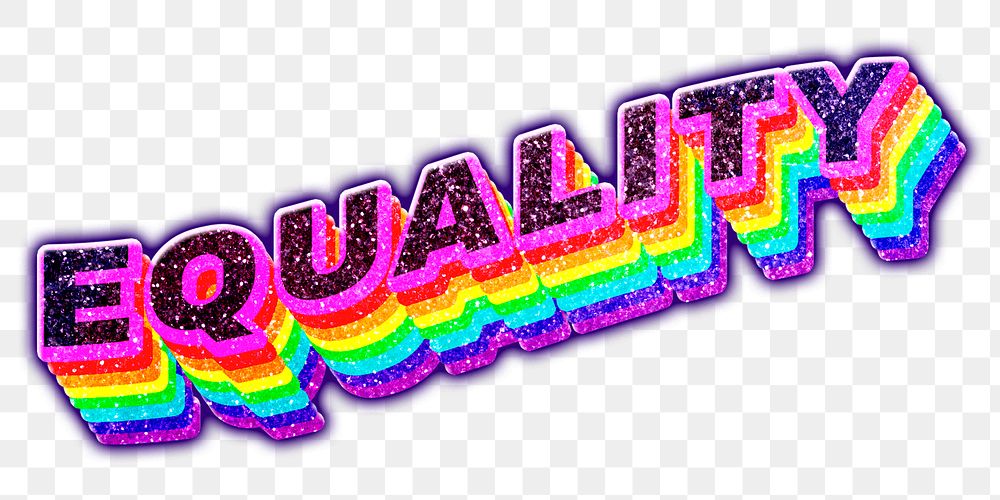 Equality word png rainbow 3D typography