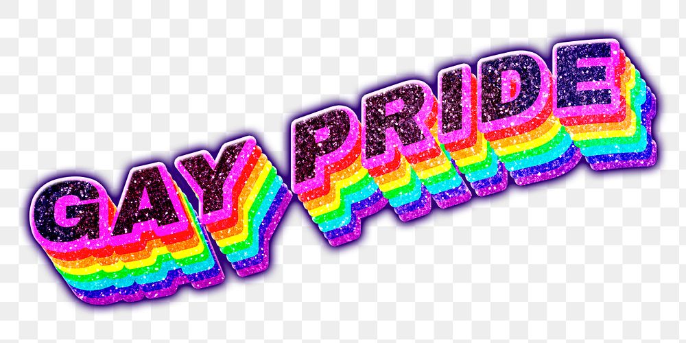 Gay pride png rainbow 3D text 