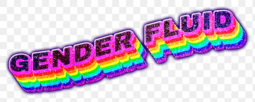 Gender fluid rainbow glitch png typography