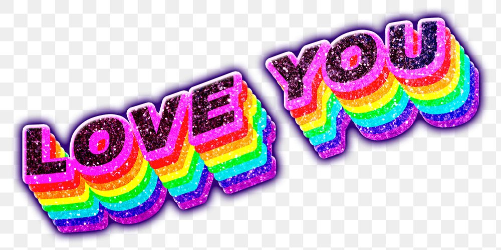 Love you png 3d rainbow 