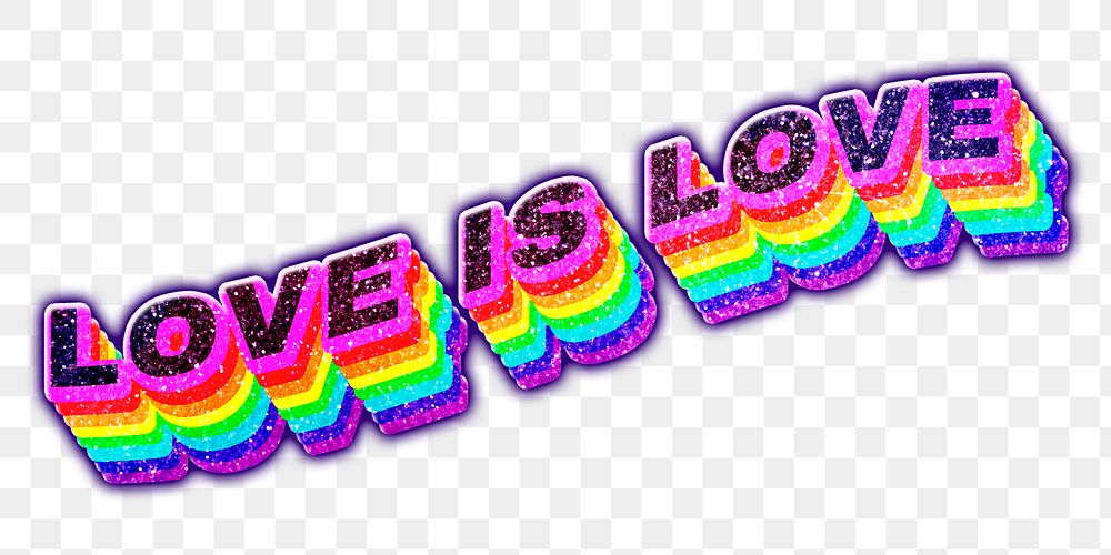 Love is love glitch png text