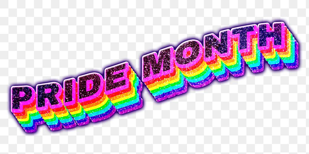 Pride month word typography png 