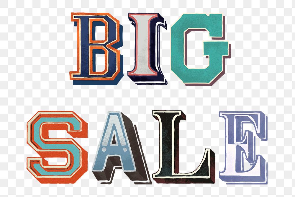 Big sale word typography png