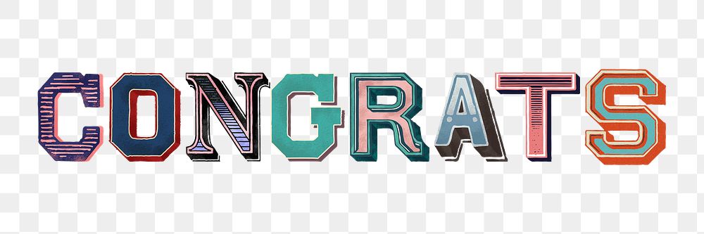 Congrats word vintage typography png
