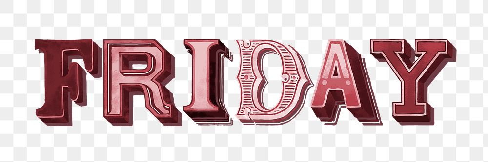 3D friday word graphic png