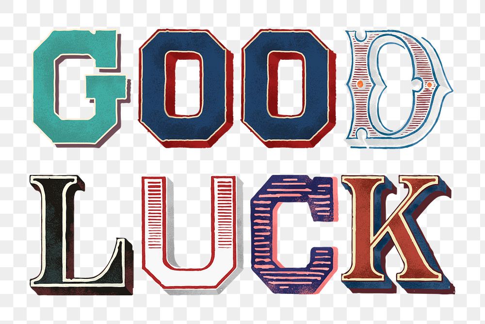 Good luck vintage typography png