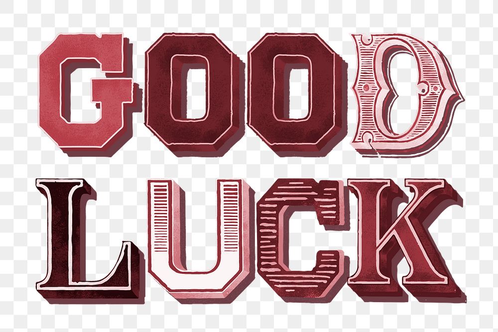 Good luck word graphic png