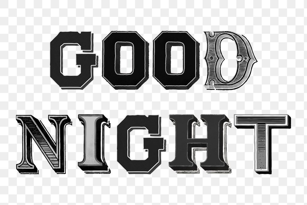 Good night text graphic png