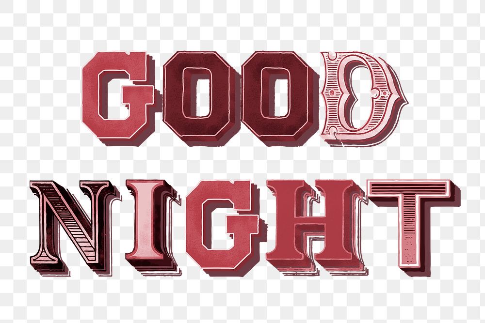 Png good night word 3d graphic