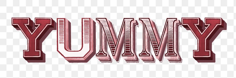 3D vintage yummy lettering png