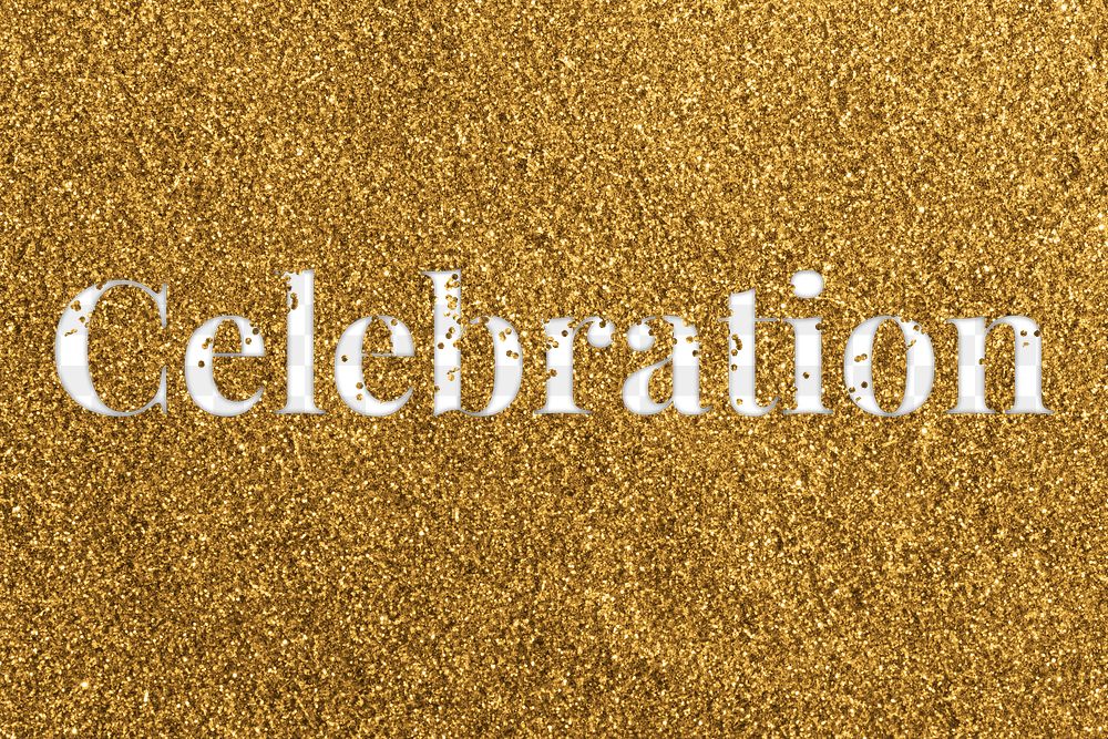 Celebration glittery typography png message