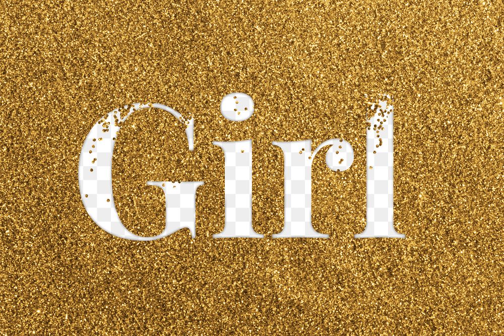 Girl glittery png typography word