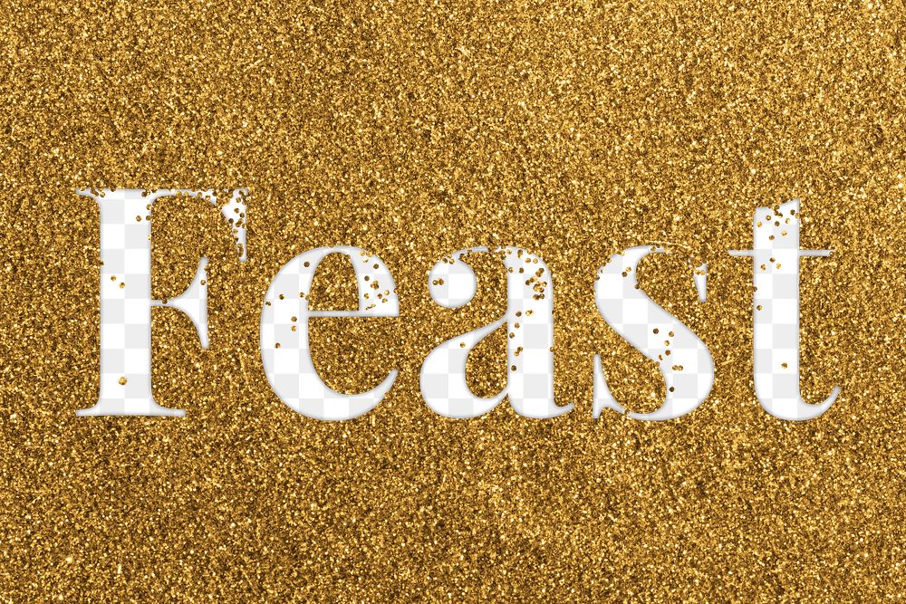 Glittery feast png typography word