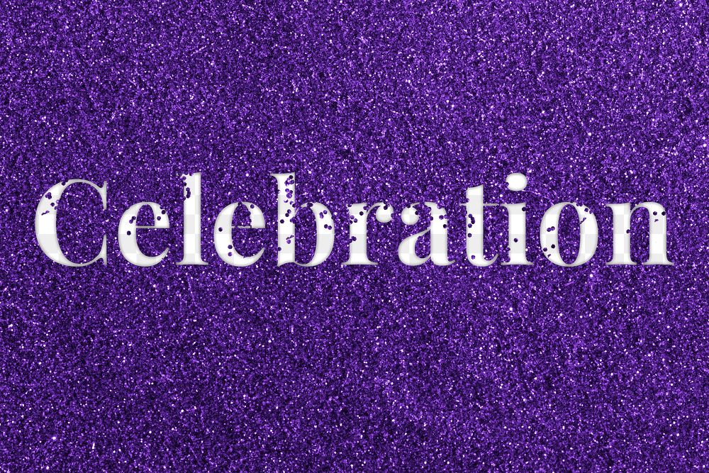 Celebration glittery text png typography word