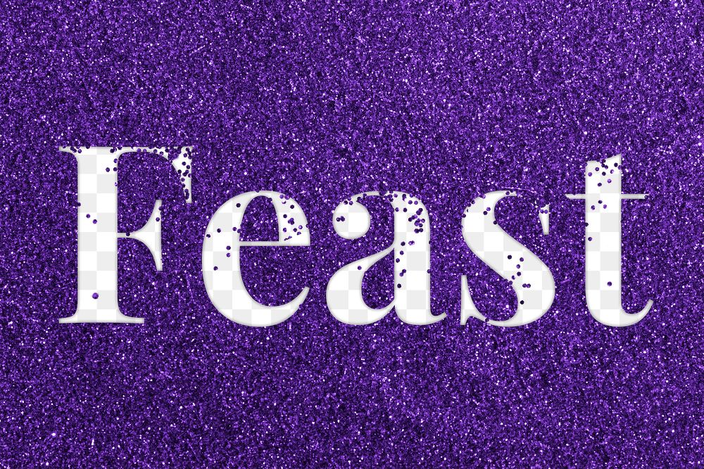 Feast glittery png purple text typography word