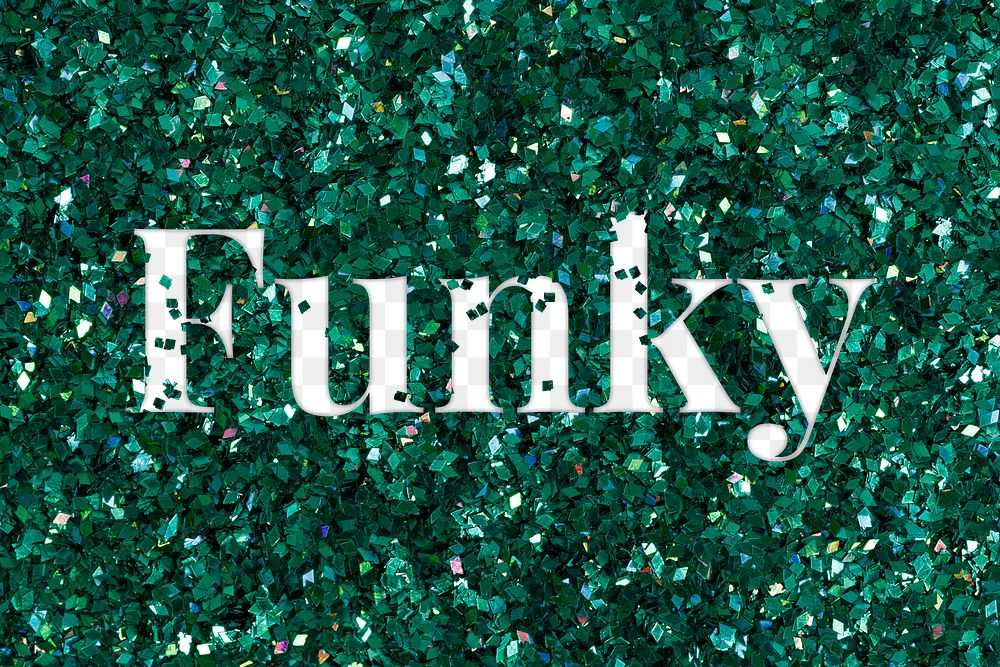 Funky png text glittery green typography