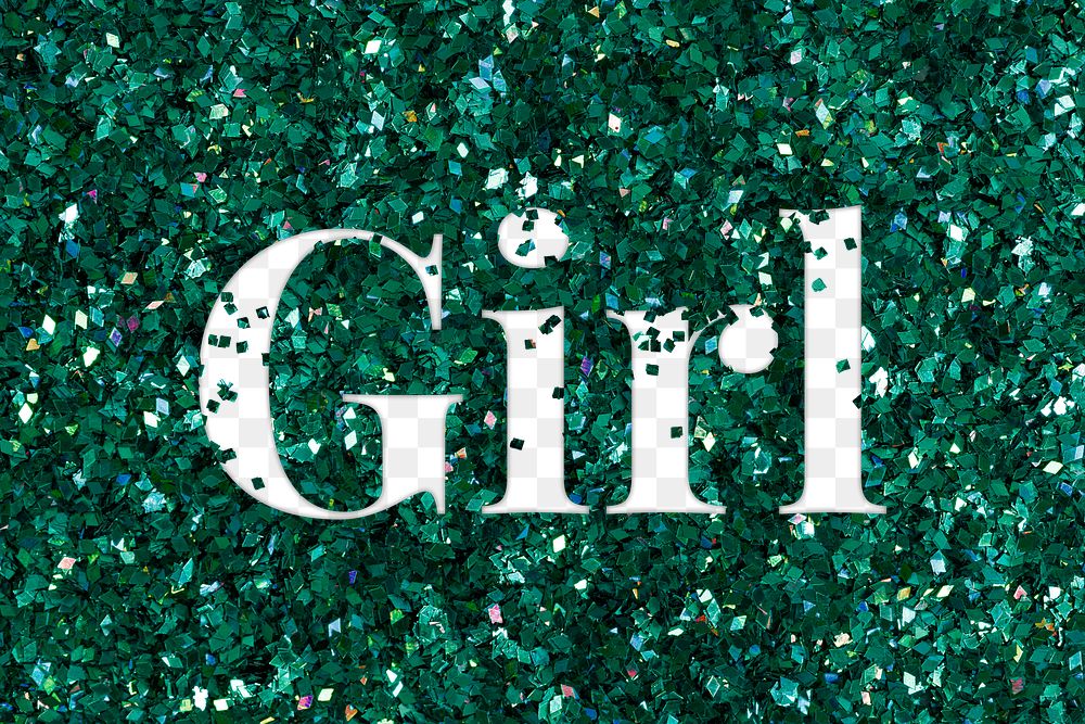 Girl png text glittery green typography